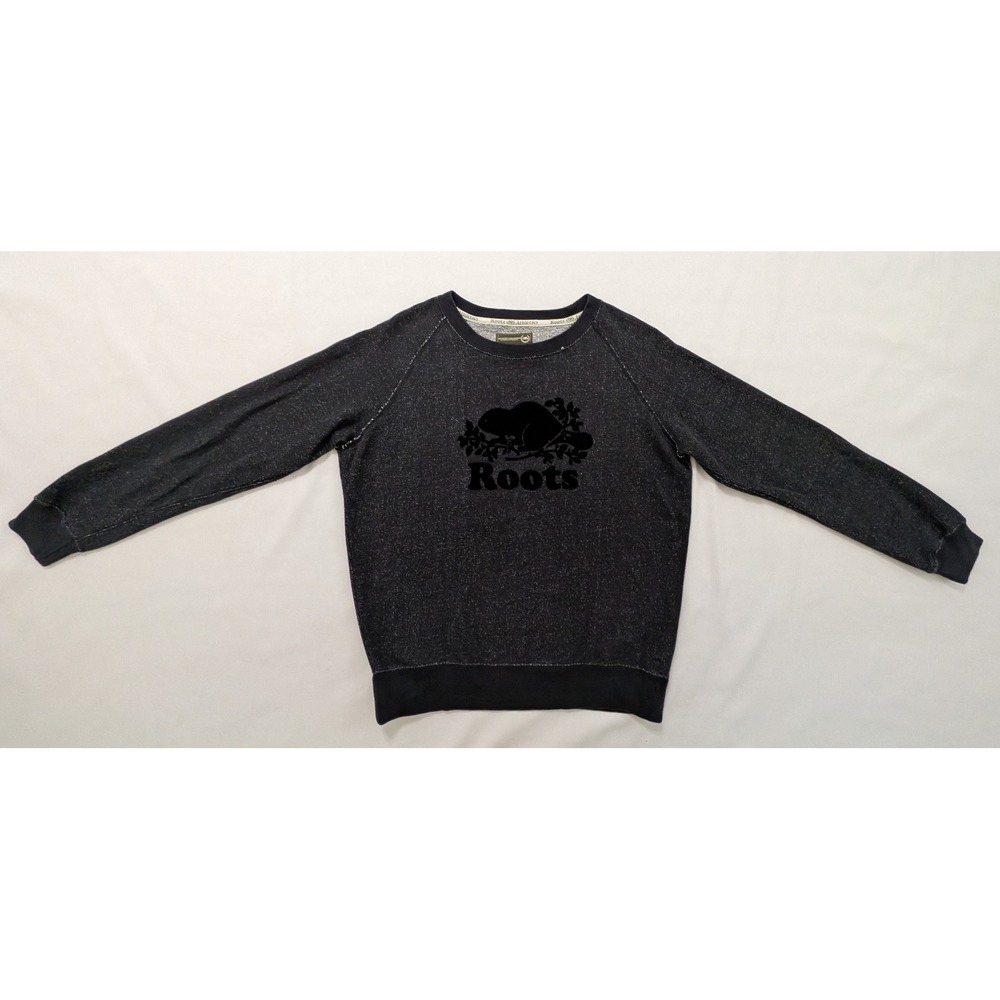 Roots Athletics Canada Women's Sweatshirt Beaver Gray Black Velvet Small S